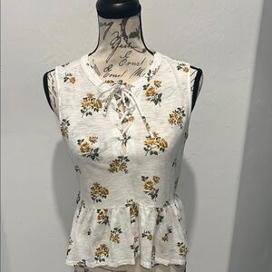 Lucky Brand Floral Lace-Up Peplum Top